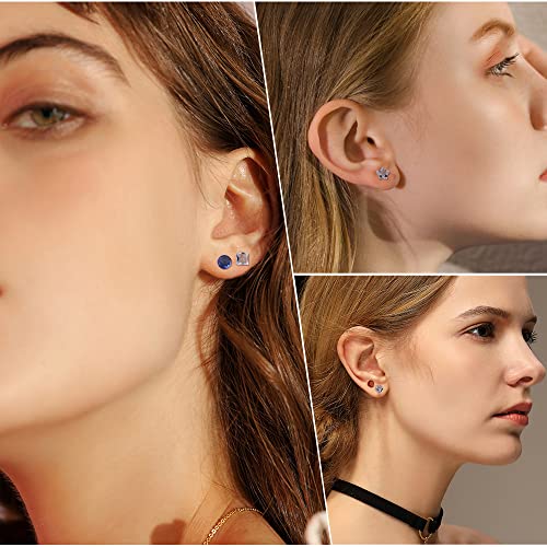 Lolias 14Pairs Clear Plastic Earrings Stud Earrings For Women Rhinestone Acrylic Stud Earrings Clear Piercing Retainer For Sport Work,Round Color #TOP3