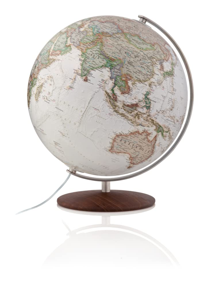 National Geographic Fusion 3701 executive: Leuchtglobus im Antikdesign, 37 cm, handkaschiert, Edelstahlmeridian, Echtholzfuß Thermoesche (Alter Globus)