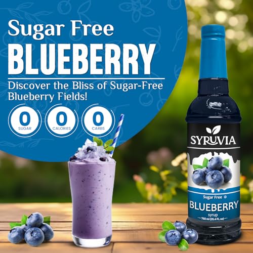 Image of Syruvia Sugar-Free Blueberry Syrup, Flavored Syrup for Drinks, Cocktails, Lemonades, Iced Teas, and Desserts - 25.4 fl oz
