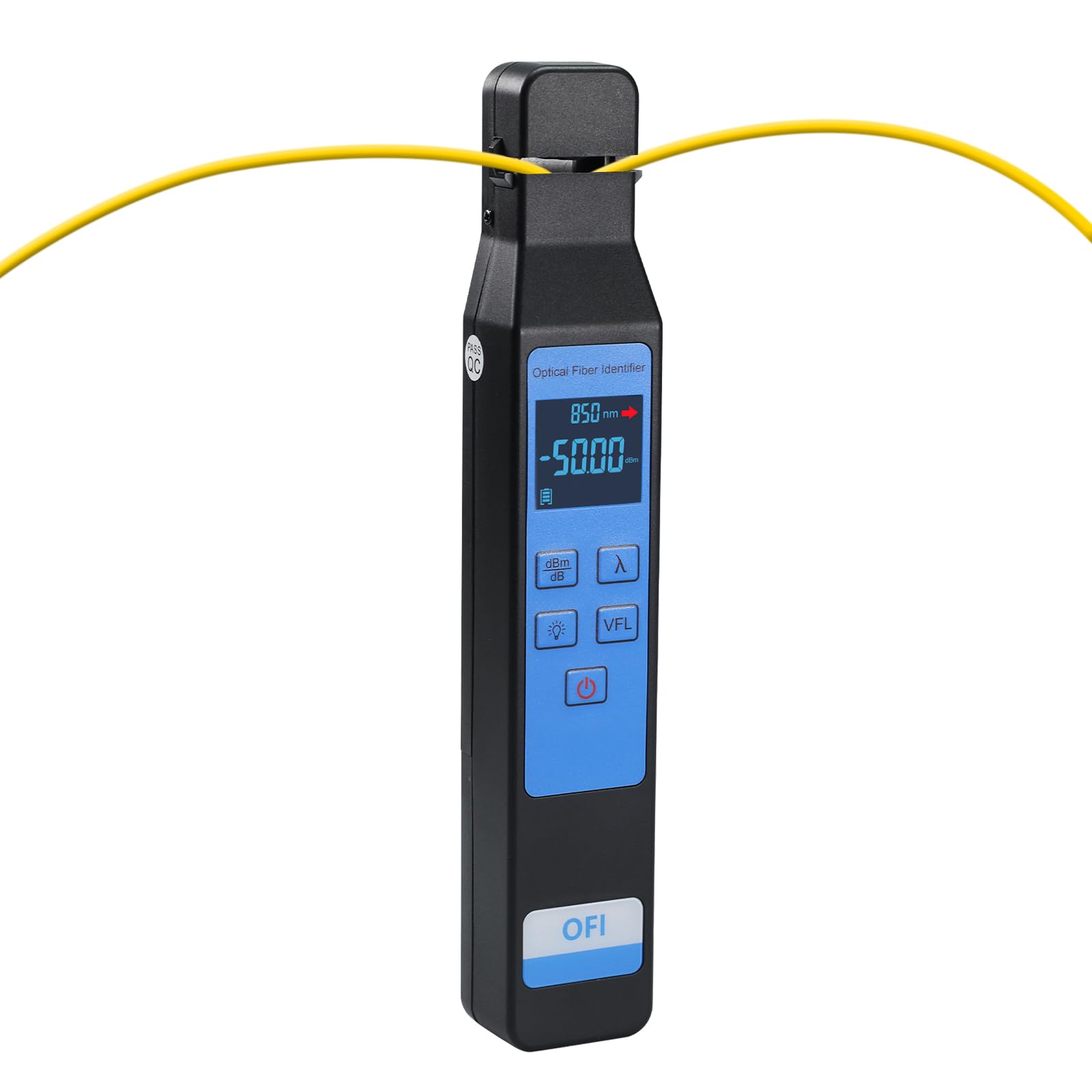 Live Optical Fiber Identifier 800-1700nm Range with Built-in Power Module, VFL, Signal Detection Color Screen Display Single-Mode and Multimode Fibers