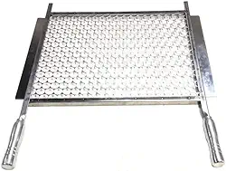 Grelha Churrasco Moeda Abas Cabo Aluminio Inox 67x40