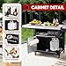 Grill Table,Outdoor Kitchen with Cabinet Outdoor Grill Table with 2 Foldable Side Tables Stainless Steel Top for Outdoor Kitchen Cabinets, Bar Cart, Movable Grill Cart with Pull-Out Plate, L74”x W24”