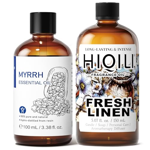 HIQILI 100ML Aceite Esencial de Mirra y 150ML Aroma Fresh Linen