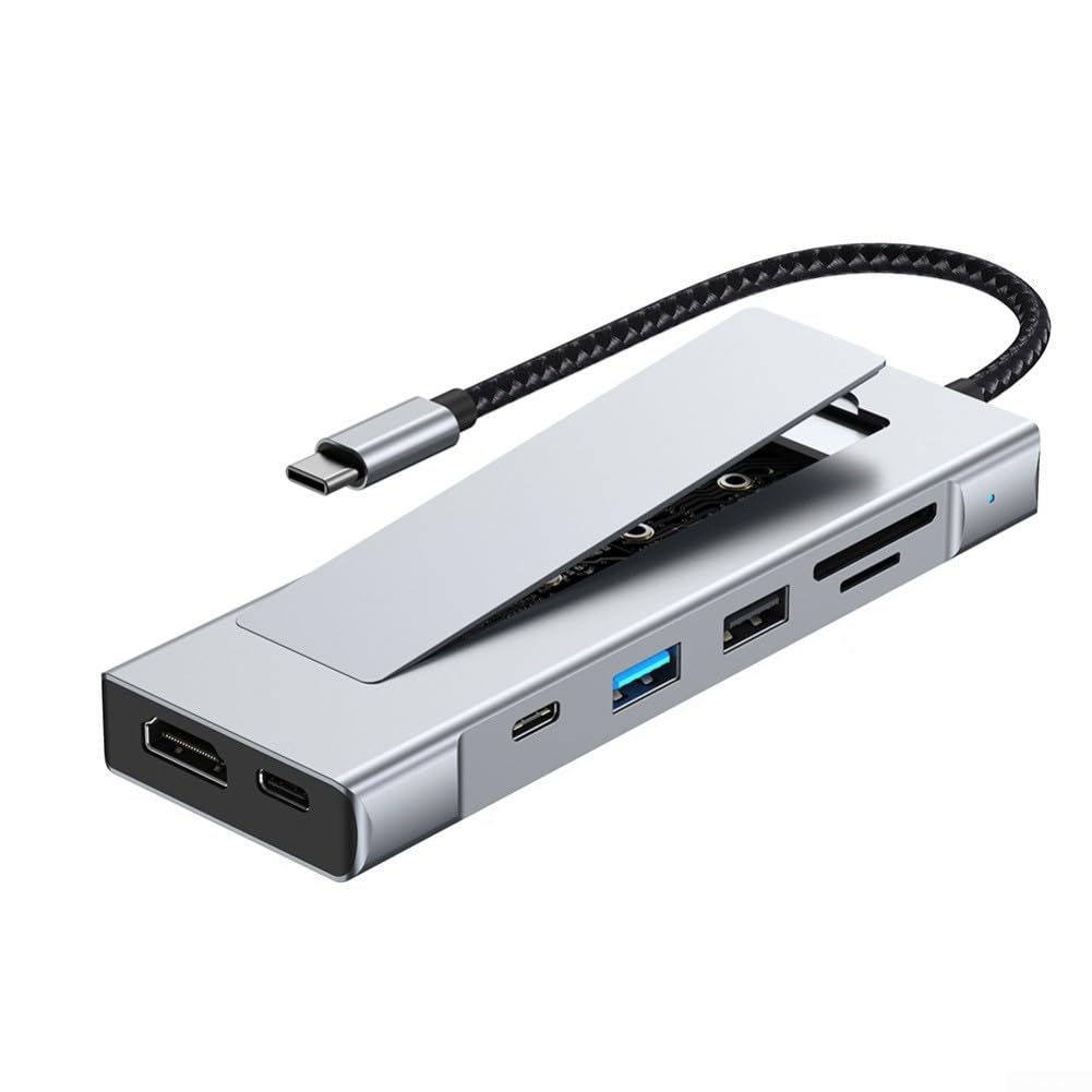 Hub USB C M.2 SSD Enclosure 10Gbps ad alta velocità trasferimento dati adattatore multiporta in alluminio con Ethernet per doppio display