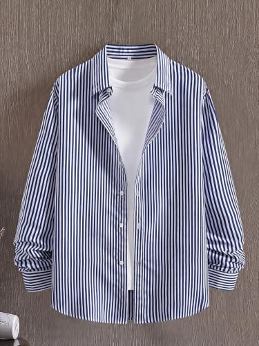 Image of Afflatus Men's Striped Casual Regular Fit Shirt Cotton Blend Stripe Full Sleeve Stylish Shirt for Men