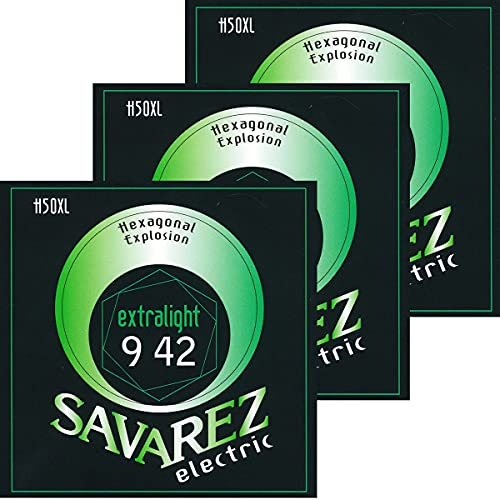 サバレス エレキギター弦 SAVAREZ HEXAGONAL EXPLOSION LINE ELECTRIC GUITAR STRINGS (H50XL, 3セット)