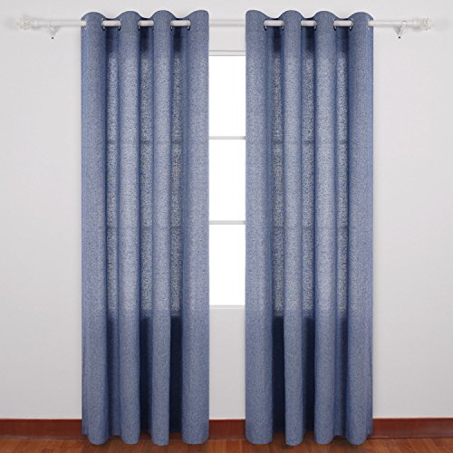 Image of Deconovo Grommet Curtains Recycled Cotton Curtains for Boys 52 W x 95 L Royal Blue2 Panels