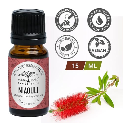 Image of All Naturals Niaouli Essential Oil 100% Pure for Congestion, Colds, Steam, Acne, Clear Breathing (More effective than Eucalyptus) - 15 mL