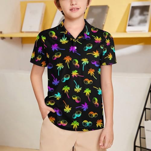 Boy's Polo Shirt Funny Short Sleeve Polo Shirts Button Down Shirt for Youth Teen4