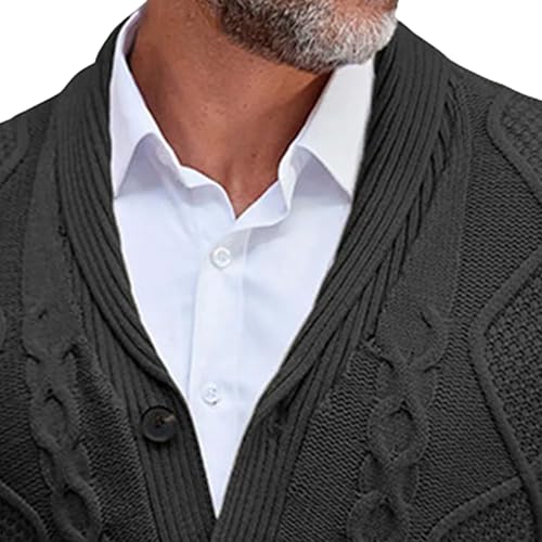 Mens Classic Texture Twisting Sweater Revers Collar Button Knit Outerwear Threaded Elastic Cuffs Hem Knitwear2