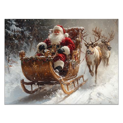 BOHUO Rojo,blanco Navidad Cuadros Lienzos Decoracion Salon Modernos, Papá Noel Nieve Dormitorios Cuadro Pictures for Living Room Decorarivos - Nieve-30x45cm Sin marco