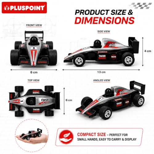 Image of PLUSPOINT F1 Racing Diecast Metal Car | Pull Back Formula Racing Car Model with Alloy Body | Mini Collectible High-Speed Racing Vehicle Toy for Kids Boys & Girls Age 3+