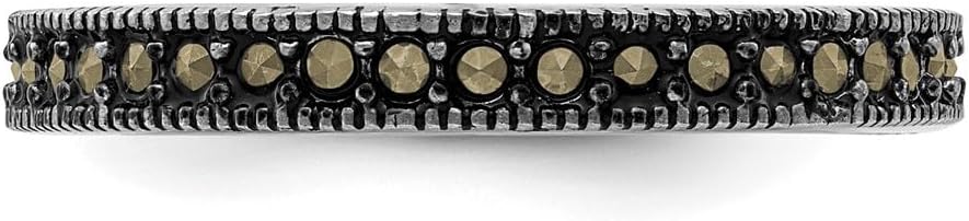 925 Sterling Silver Stackable Expressions Marcasite Band Size 5 to 10