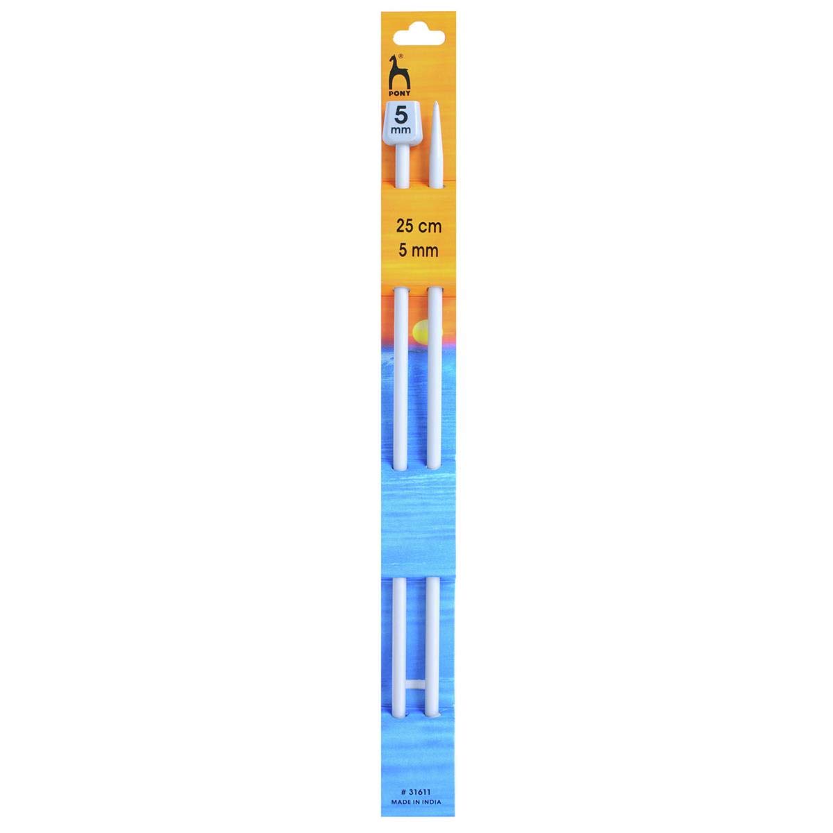 Pony P31611 | Aluminium Single Pointed Knitting Needle | 5mm x 25cm | 2 pack