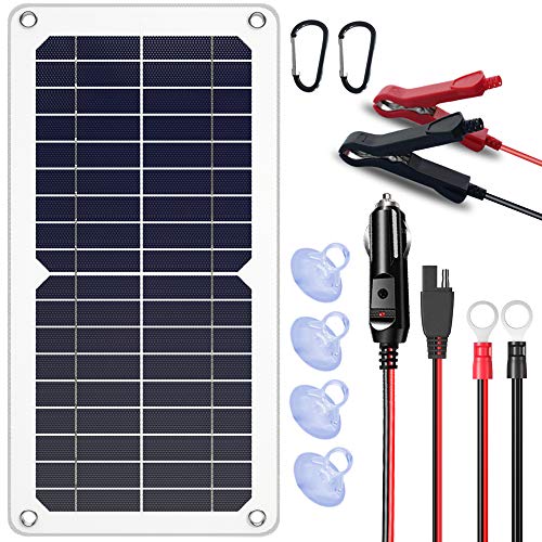 SUNAPEX 10W 12V Portable Solar Battery Charger & Maintainer - Solar Panel-Built - in Intelligent Charge Controller-Solar Powered Charger for Automobile Car RV, etc