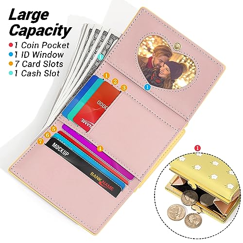 YINHEXI Wallet for Women, Flower Womens Wallet Card Holder, Small Trifold RFID Blocking Purse, Cute Small Leather Pocket Wallet for Women, Girls, Ladies (Cream Yellow)2