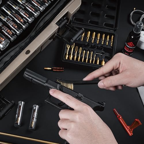 GLORYFIRE Deluxe Universal Gun Cleaning Kit - Highly Effective Cleaning Solutions for Hunting and Shooting - Compact (Brown) - Thumbnail 7