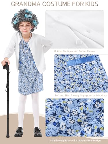 Disfraz de 8 Piezas Abuela para Niñas miniatura 2