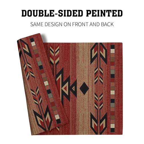 Giwawa M8ZMT1MT240102Z_YT2T4Z Southwestern Placemats Set Of 4 Rusty Red Tribal Geometric Decorative Table Mat Antique Native American Heat Resistant Washable Place Mats 12X18Inch For Dining Kitchen Farmhouse Decor thumb #4
