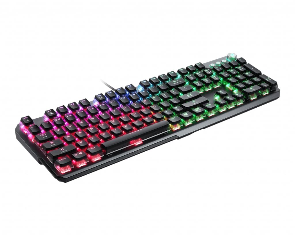MSI Vigor GK71 Sonic Red FR Clavier Gaming Mécanique, AZERTY, Disposition FR, switches Sonic Red, Touches ClearCaps, raccourcis multimédia, Repose-Poignets, Mystic Light, USB 2.0