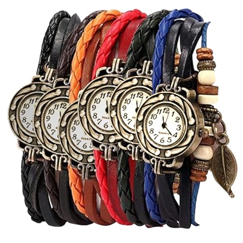 Montre à quartz vintage femme lot de 6 avec perles et bracelet feuilles
