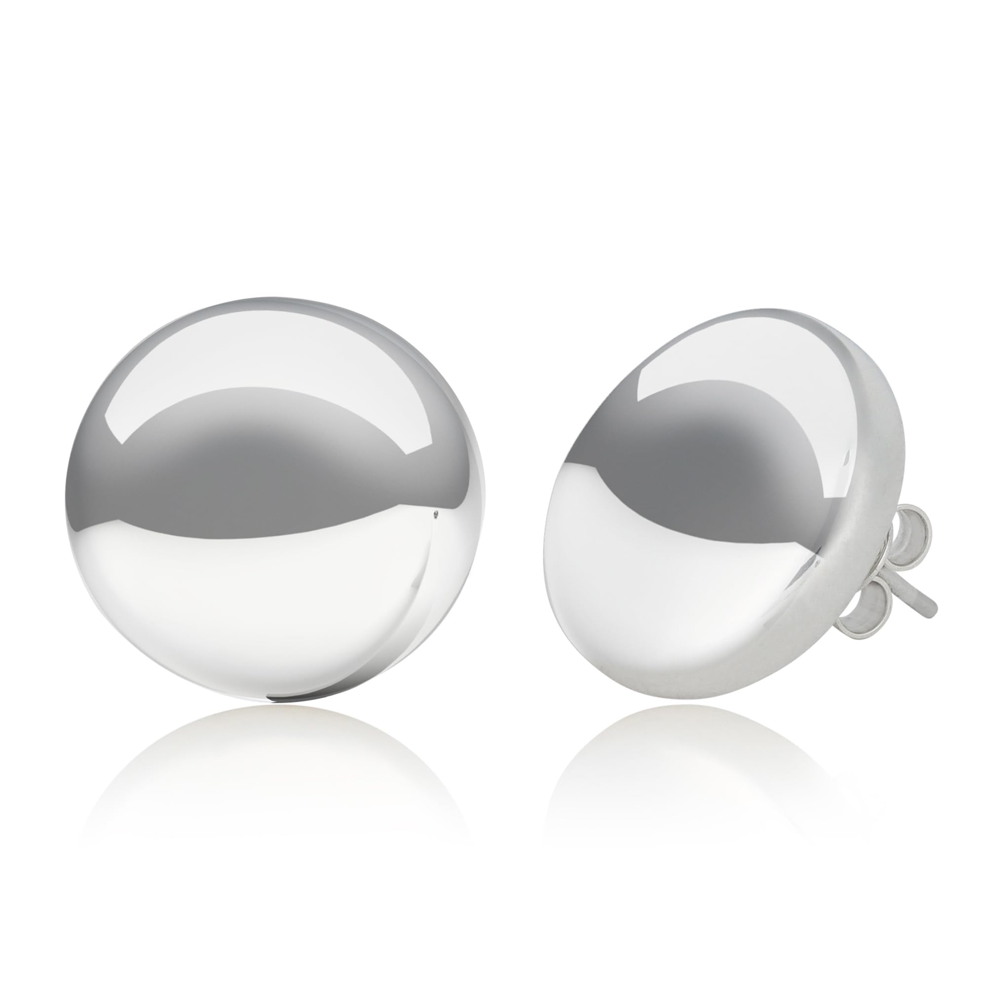 925 Sterling Silver Ball & Triangle Stud Earrings for Women | Hypoallergenic Triangle Polished Silver Stud Earrings with Secure Pushbacks |