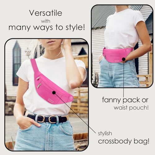 Image of MAXTOP Fanny Packs for Women Rose Red Belt Bag with 4 Zipper Pockets, Fashion Waist Pack Crossbody Bag with Adjustable Belt for Traveling Running Shopping Hiking Cycling