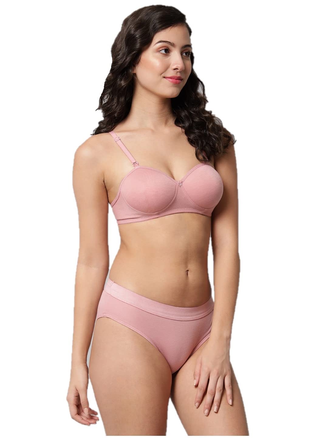 Women Sexy Cotton 2 Piece Bra and Panties Lingerie Set for Honeymoon | Anniversary | Everyday Bra Panty Combo Pack (B, Pink, 34)-image-43
