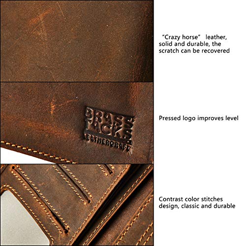 Vintage Top Grain Leather Wallet for Men Gift Box Top Grain Leather Minimalist Wallet for Men RFID Blocking Vintage Handmade Card Holder Bifold Slim Wallet Gift Box4