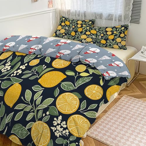 Housse de couette motif citron rétro pour lit king size 240x260