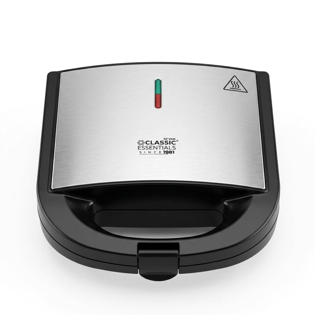 Classic Essentials 750W 4-Slice Sandwich Maker Non-Stick Dual Grill Plates | Quick & Even Heating | Grill & Toast Sandwich Maker | Cool Touch Handle with Press Lock | Smart Power Indicator | Black-image-33