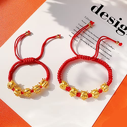 Feng Shui Wealth Bracelet Red Cow Charm Chinese Zodiac Animal Birth Year Lucky Charm Bracelet Zodiac Ox Pendant Attract Wealth Money Jewelry Gifts