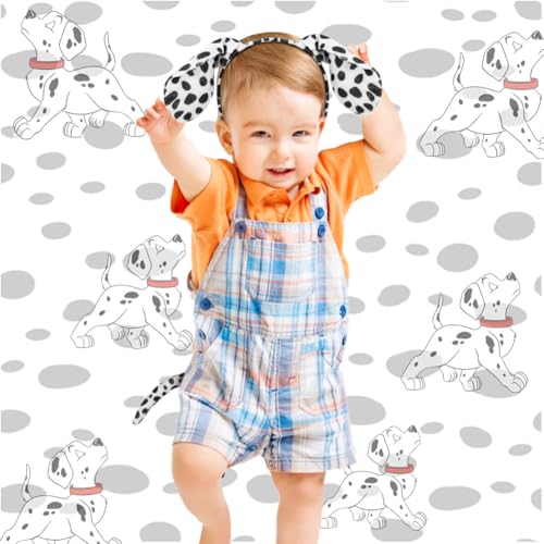 ACWOO Tierkostüm Zubehör, 4 Tlg Kopfbedeckung mit Hundeohren, Hund-Cosplay-Set, Karneval Kostüm, Fliege, Schwanz,Tattoo-Aufkleber, Kinder Kostüm für Karneval, Halloween, Geburtstag, Weihnachten
