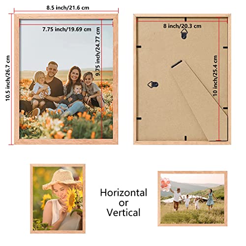 ATOBART 8x10 Set of 6 Oak Wood Picture Frame Solid Wooden Photo Frame Natural Wood Color Frames with Real Glass for Wall Mounting or Tabletop Living Room Bedroom Home Decor - Image 3