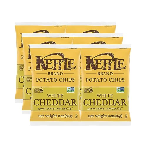 Image of Kettle Brand Potato Chips, White Cheddar Kettle Chips, Snack Bag, 2 Oz (Pack of 6)