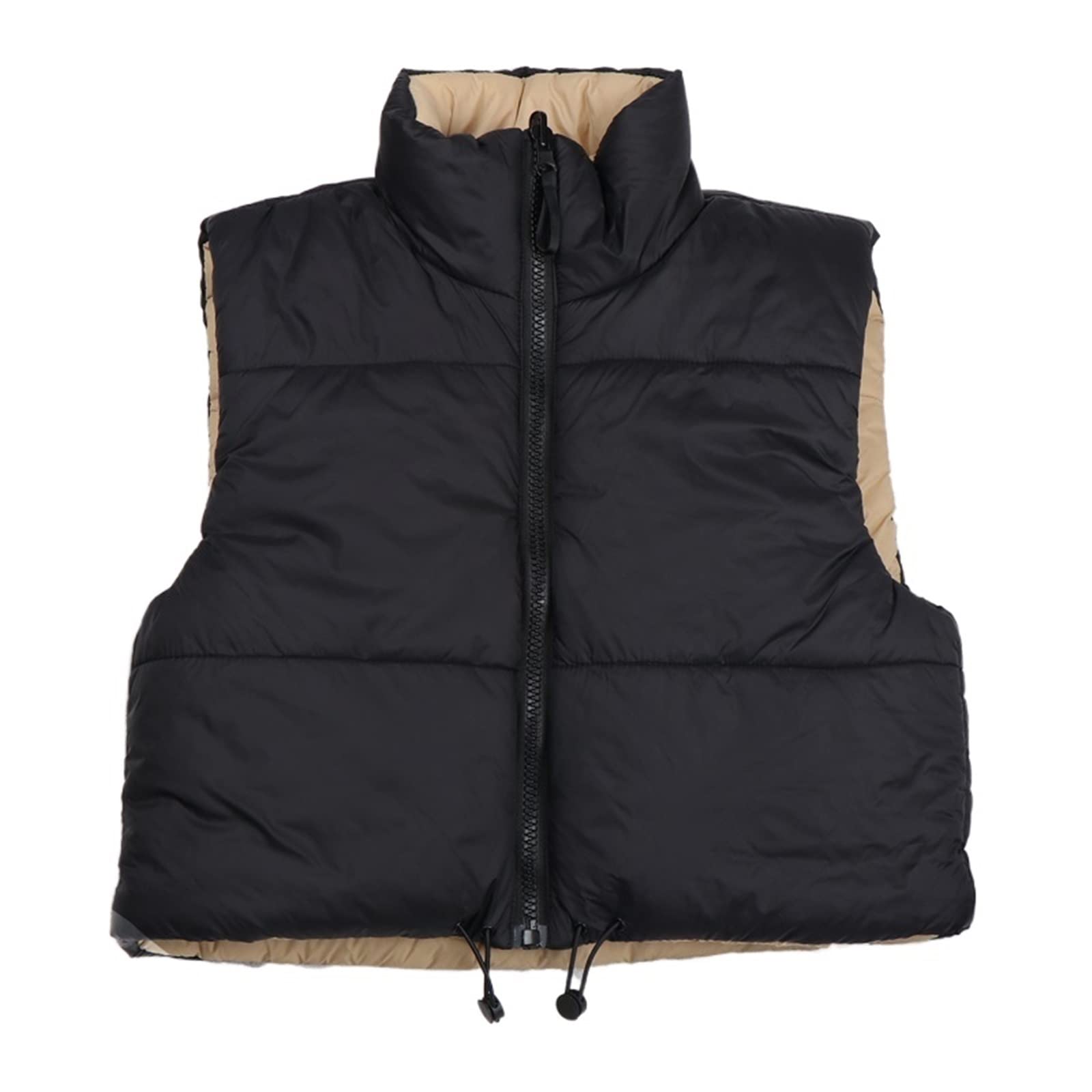 2021 winter black cropped vest coat women fashion warm sleeveless parkas high collar waistcoat female casual outerwear chic top