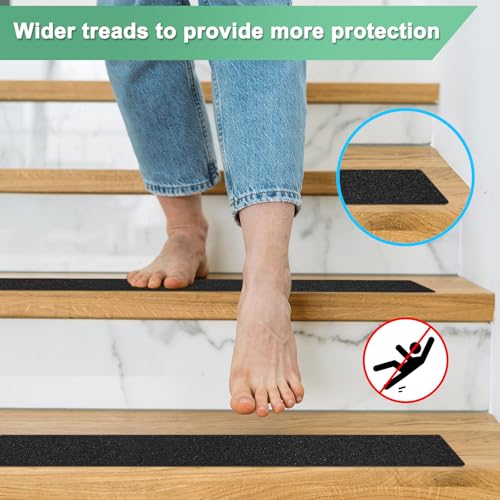 Image of M METERXITY 10-Pack Anti Slip Traction Tape 24 inch x 4 inch Best Grit Outdoor Non-Skid Tape High Traction Friction Abrasive Adhesive for Indoor /Outdoor Stairs Step [Black]