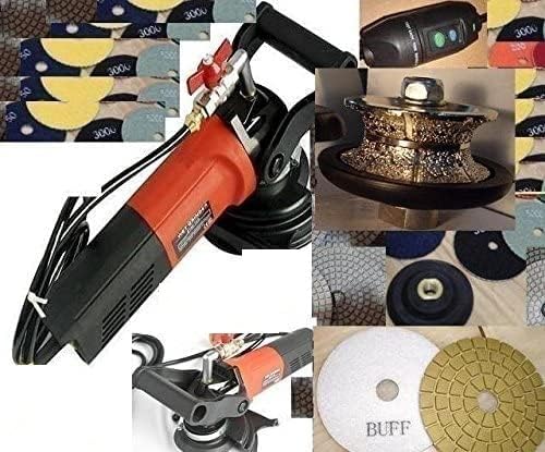 38BWVPOLSET 3/4 Inch 20mm Full Bullnose V20 Router Bit Wet Polisher Polishing 15 Pad Glaze Buff Granite Concrete Stone Travertine toolsmart