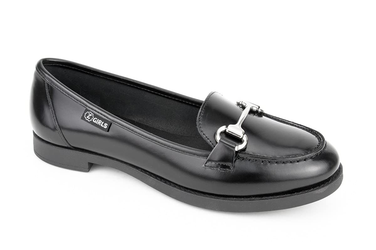 ZGIRLS Mocasin Uni 485 College Negro Zapato Castellano Adolescentes NIÑA Uniforme Escolar Resistentes Impermeables