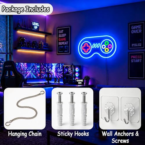 Image of Blue Neon Sign Led Neon Lights Signs for Wall Decor USB Powered Led Signs for Room Decoration-Blue Gamer Gamepad