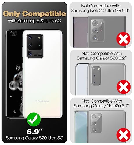 Image of Dexnor Full Body Case for Samsung Galaxy S20 Ultra /6.9 inches, [Built in Screen Protector and Kickstand] Heavy Duty Military Grade Protection Shockproof Protective Cover for Galaxy S20 Ultra,Black