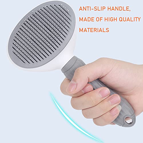 Self-Cleaning Slicker Brush Comb - Best Pet Cat Dog Grooming Long Short Hair - Shedding Loose Undercoat Tangled Haired Removes Tool - Gray #TOP4
