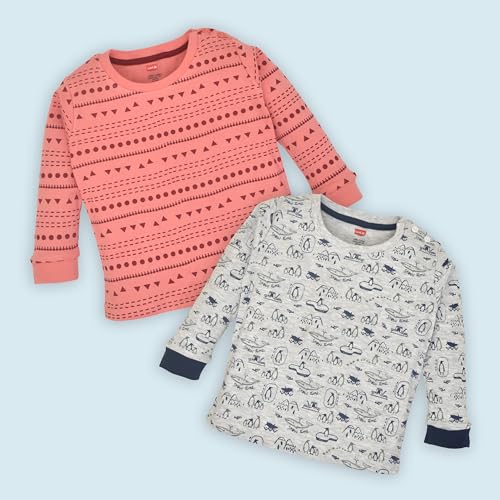 Image of LuvLap Baby Boys Regular Fit 100% Cotton Full Sleeve Boys T-Shirt, Pack of 4