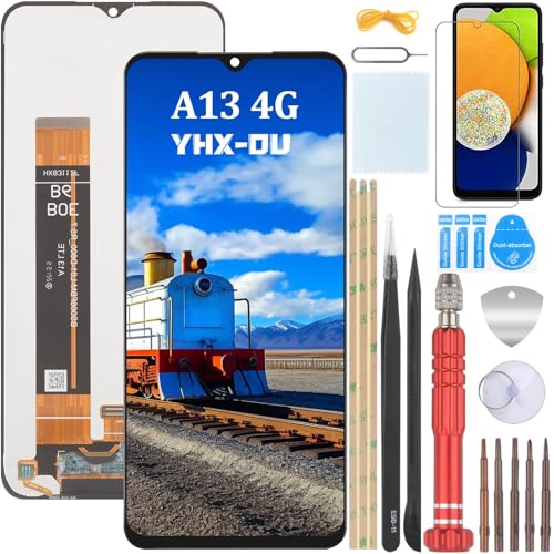 YHX OU 6.6'' Negro Pantalla LCD para Samsung Galaxy A13 SM A137F SM A137F/DSN SM A137F/DS Kit de Reparación de Pantalla Táctil Digitalizador con Herramienta + Cristal Templado
