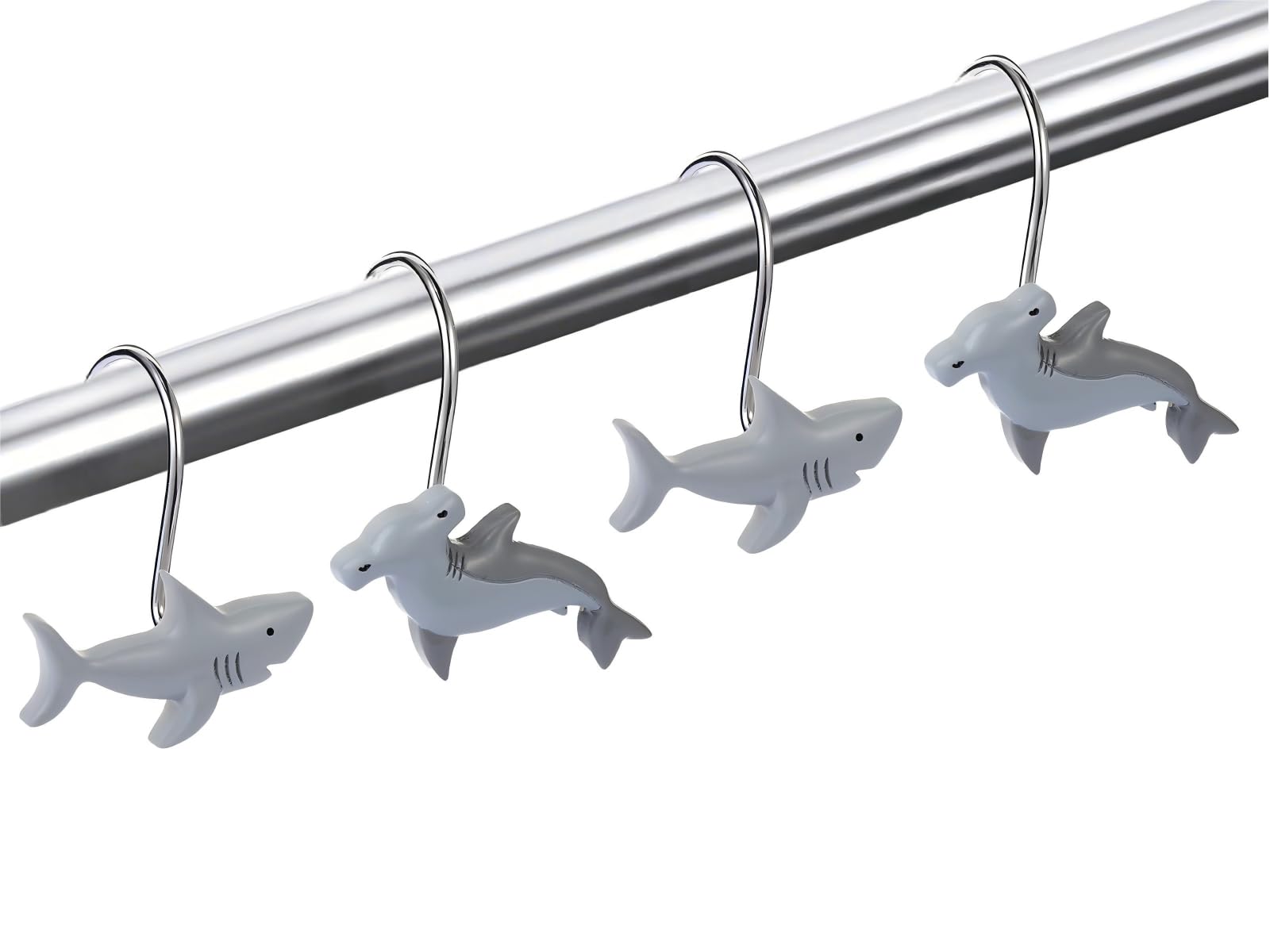 Photo 1 of 12pcs Shark Shower Curtain Hooks Decorative Shower Curtain Hangers Cute Shark Shower Curtain Rings for Bathroom Baby Room Bedroom Decor (Shark)
