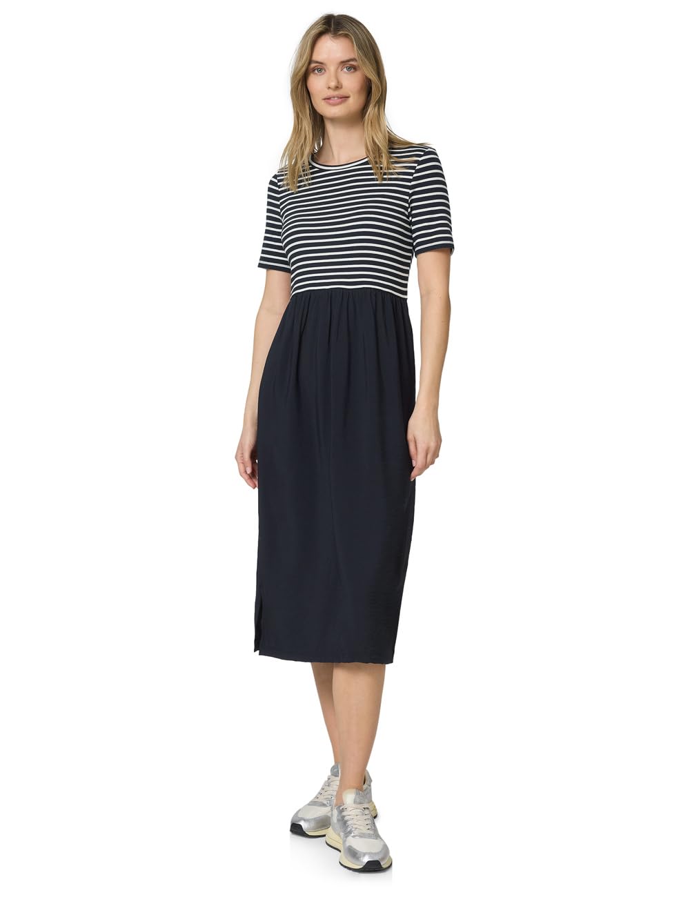Street One Damen 1409234 Midi-Kleid mit Strukturmix (1er Pack)