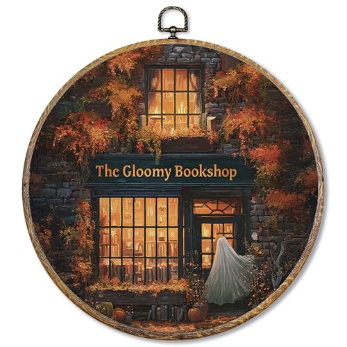 Sufamb Halloween Fall Ghost Round Wall Art Decor, Spooky Ghost Bookish Canvas Artwork Framed...