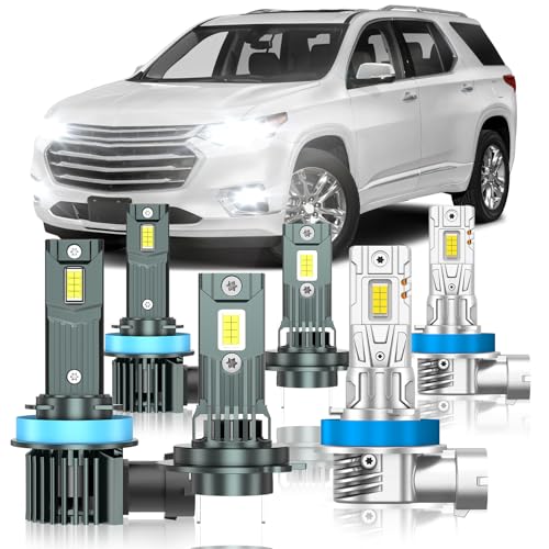 ZSTOPCL Compatible with Chevrolet Chevy Traverse 2013-2018 Fog Bulbs High&Low Beam Fog Light Bulbs Combo 800% Super Bright 6000K Cool White Plug and Play Pack of 6