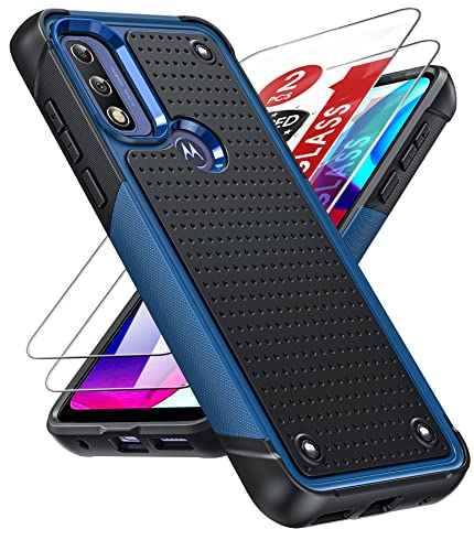 LeYi for Moto G Power 2022/ G Pure/G Play 2023 Case with Screen Protectors, Dual Layer Hard PC Back & Soft Bumper Resilient Shock Absorb Case for Motorola G Pure/G Play 2023/ G Power 2022, Blue