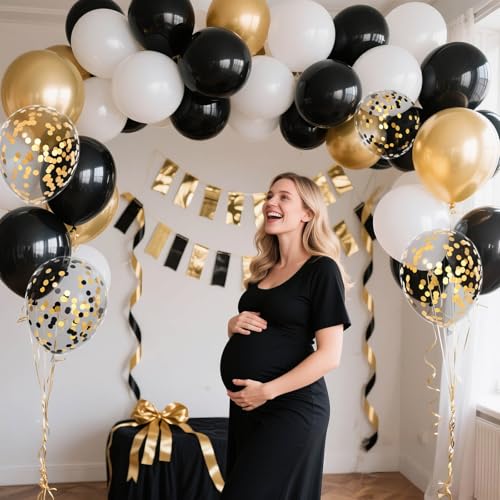 Image of 100pcs Gold Confetti Balloons 12 inch | Gold Confetti balloon for Balloon Garland or Arch, Graduation Birthday Wedding, Engagement, New Years Party Decorations